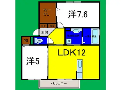 ソレイユ藍住(2LDK/2階)の間取り写真