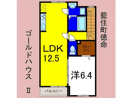 ゴールドハウスII(1LDK/3階)の間取り写真