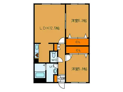 レジデンスKOUEI(2LDK/4階)の間取り写真