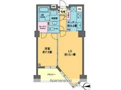 東京都浅草線 泉岳寺駅 徒歩1分 2階建 築26年(3LDK)の間取り写真