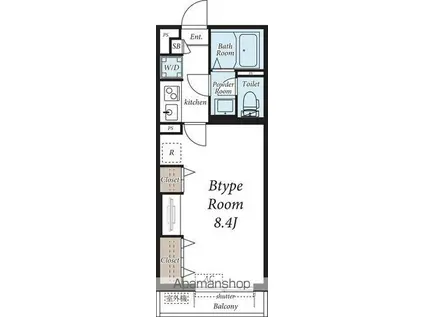 ブルーインKIMURA(1K/1階)の間取り写真