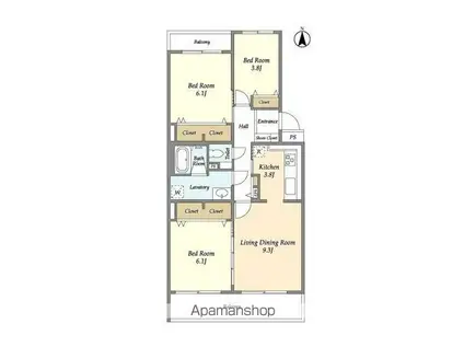 MYKタウンハイム(1K/2階)の間取り写真