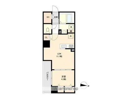 メルヴェーユK A(1LDK/2階)の間取り写真