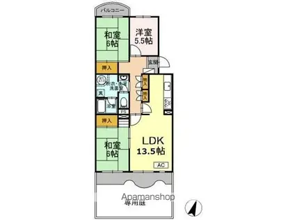 エステラス(2LDK/3階)の間取り写真