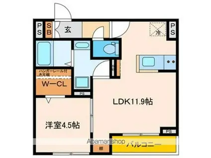 プライム伊勢原プレイス(1K/4階)の間取り写真