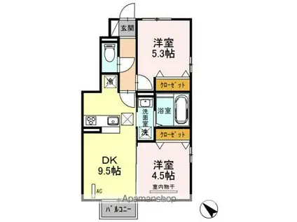 レオパレスフローラ(1K/1階)の間取り写真