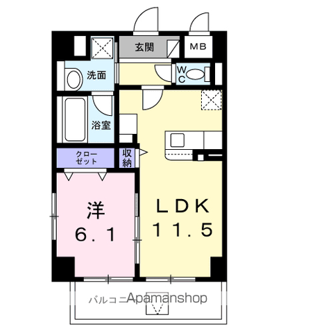 ヒルサイドシティⅠ(2LDK/4階)の間取り写真