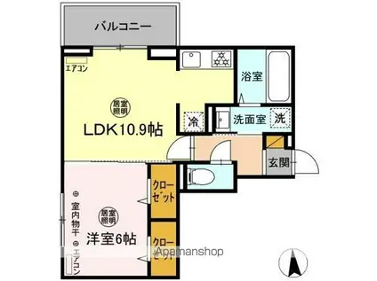 ベル・フルール弥生台Ⅰ(1K/1階)の間取り写真