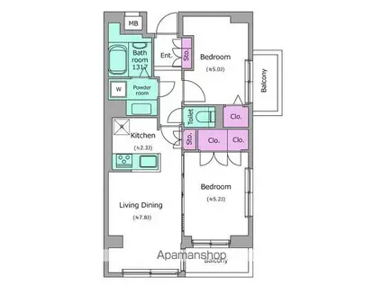 MOK−TERRACE新松戸(1LDK)の間取り写真
