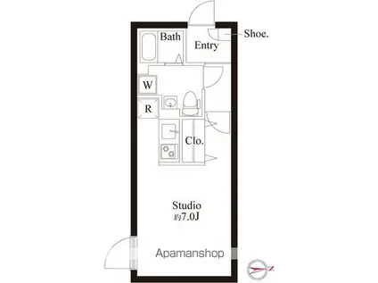 アパートメントKASAI Ⅱ(1K/1階)の間取り写真
