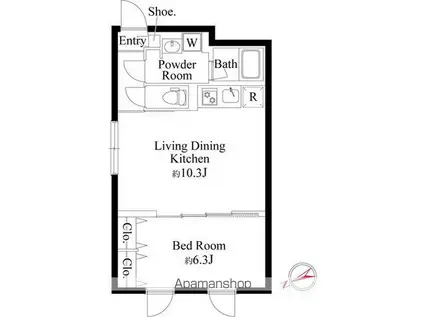 スカイコートパレス鷺沼(1K/3階)の間取り写真