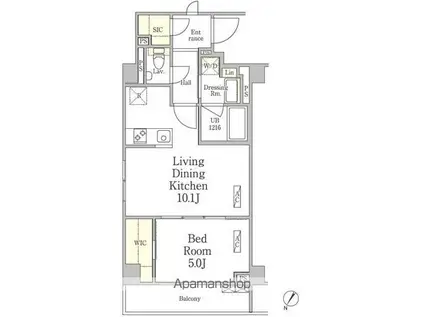 DAIWA TERRACE 府中(1K/2階)の間取り写真