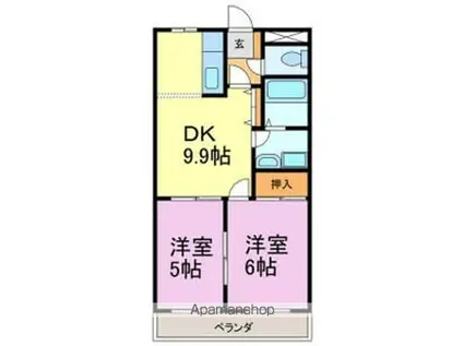 レオパレスさいわい(1K/2階)の間取り写真