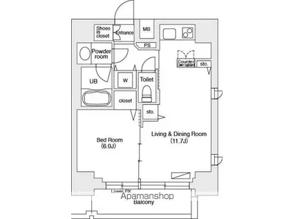 パークノヴァ(2DK/4階)の間取り写真