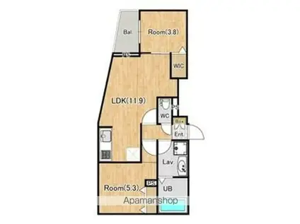 ヴィラ・エムロード(ワンルーム/2階)の間取り写真