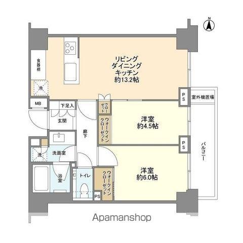 グランドメゾン三鷹フロントレジデンス(2LDK/10階)の間取り写真