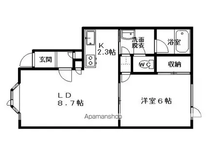 第二ラフォーレ君枝(ワンルーム/2階)の間取り写真