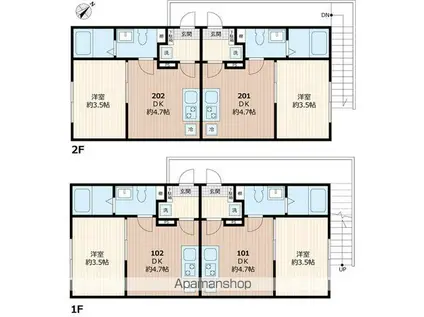 サニーピア(ワンルーム/2階)の間取り写真