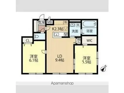 レオネクストジーシン(1K/2階)の間取り写真