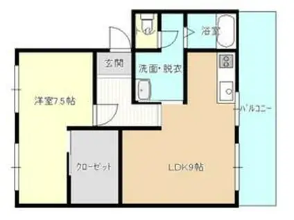 キブネハイツ(1LDK/1階)の間取り写真