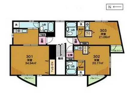 アーク金田(ワンルーム/3階)の間取り写真