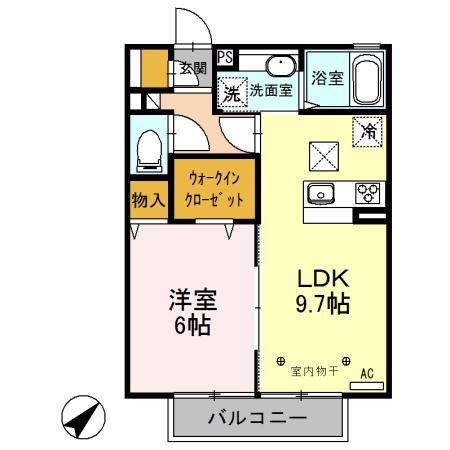 ROYAL WIT B(1LDK/1階)の間取り写真