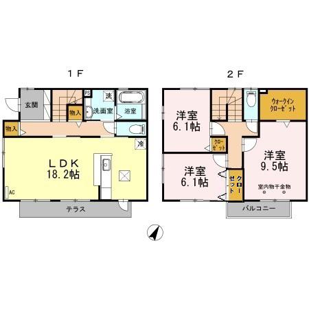 D-room神山G・H棟(ディールームコウヤマ)(3LDK)の間取り写真