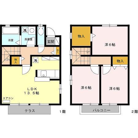 連取ガーデンヒルズ C(3LDK)の間取り写真