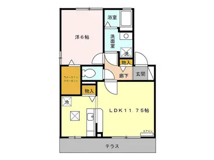 リビングタウン横田新町A棟(1LDK/1階)の間取り写真