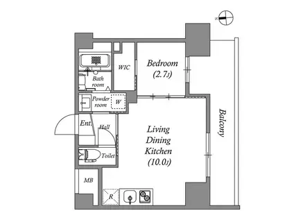 アドバンス江坂ラシュレ(1LDK/8階)の間取り写真