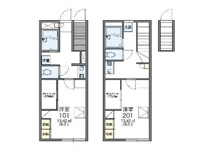 レオパレスブルースカイ(1K/1階)の間取り写真