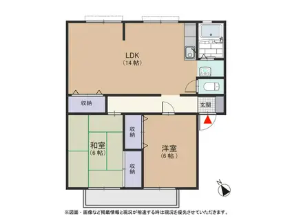 サンビレッジファンタジアB棟(2LDK/2階)の間取り写真