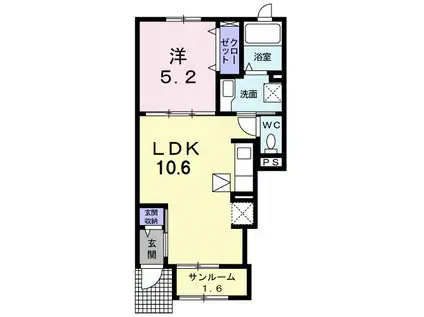 サンアニメート(1LDK/1階)の間取り写真