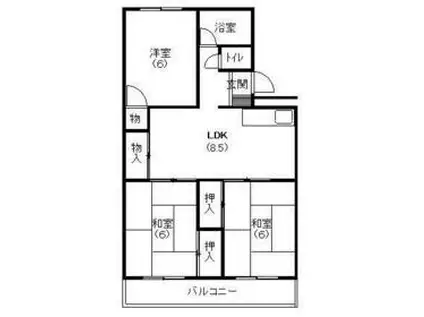 寿マンションC(3DK/3階)の間取り写真