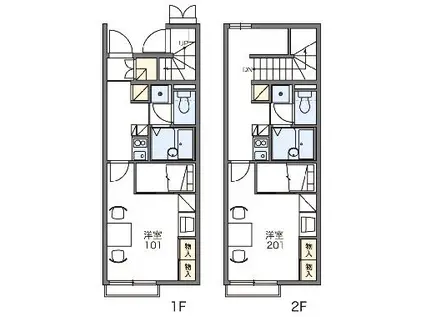 レオパレスアイニティ(1K/2階)の間取り写真