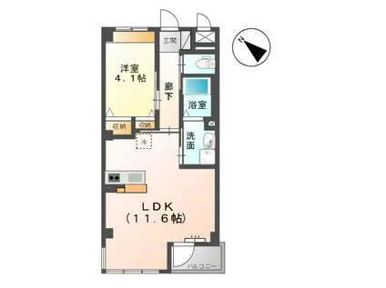 パークサイド八幡宿(1LDK/2階)の間取り写真