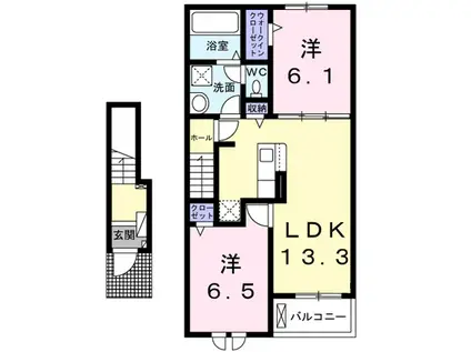 シェノンⅠ(2LDK/2階)の間取り写真