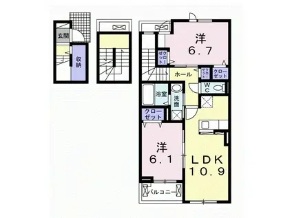 フォレスタⅠ パートⅡ(2LDK/3階)の間取り写真