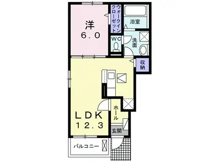 ベルメゾンW・Ⅰ(1LDK/1階)の間取り写真