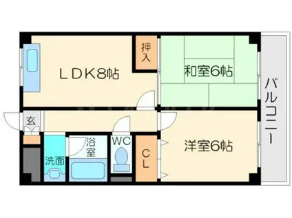 フローライト豊里1(2LDK/4階)の間取り写真