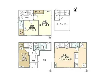 東京地下鉄千代田線 北綾瀬駅 徒歩21分 3階建 築4年(2SLDK)の間取り写真