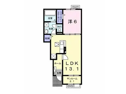 メゾンドビュー・ラシーヌⅡ(1LDK/1階)の間取り写真