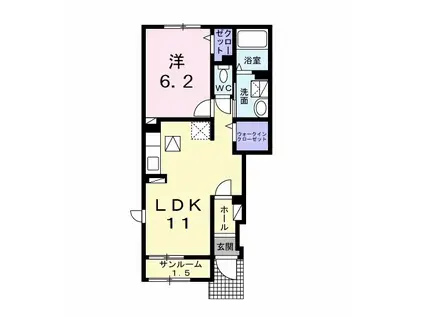ルミエールA(1LDK/1階)の間取り写真