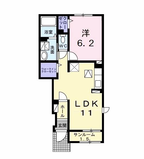 ルミエールA(1LDK/1階)の間取り写真