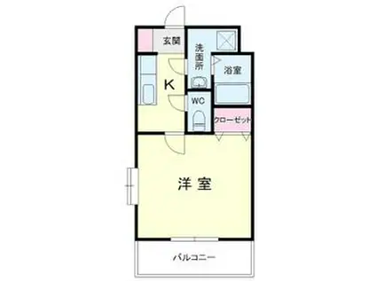 シャンボールⅠ(1K/1階)の間取り写真