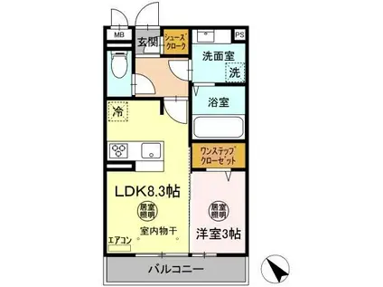 グランディールⅢ(1LDK/2階)の間取り写真