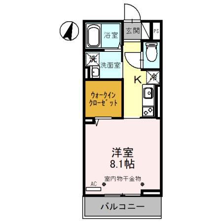 プレイヤード浦和(1K/2階)の間取り写真