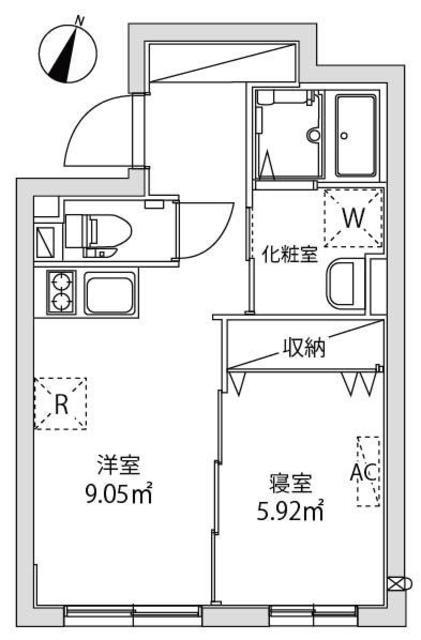 GRANDRESIDENCE ASAGA(1DK/1階)の間取り写真