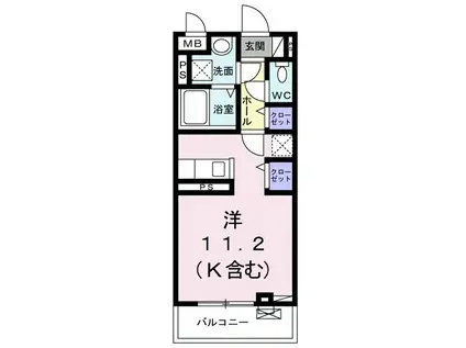 ヴィクトワール(ワンルーム/2階)の間取り写真