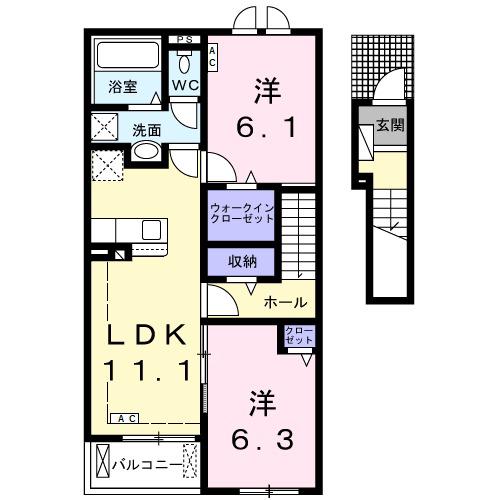 FELICEⅡ(2LDK/2階)の間取り写真